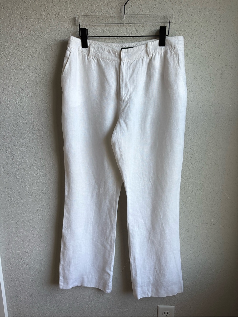 Lauren Ralph Lauren White 100% Linen Pants Size 10 Fully Lined Straight Leg - Picture 2 of 10